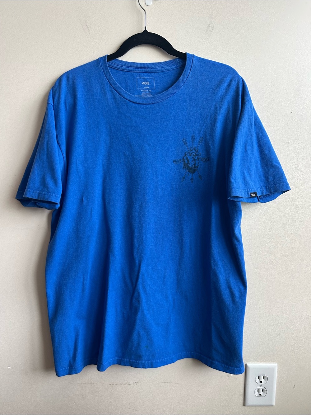 Vans Men’s Open Heart Graphic Tee Blue Classic Fit T-Shirt L